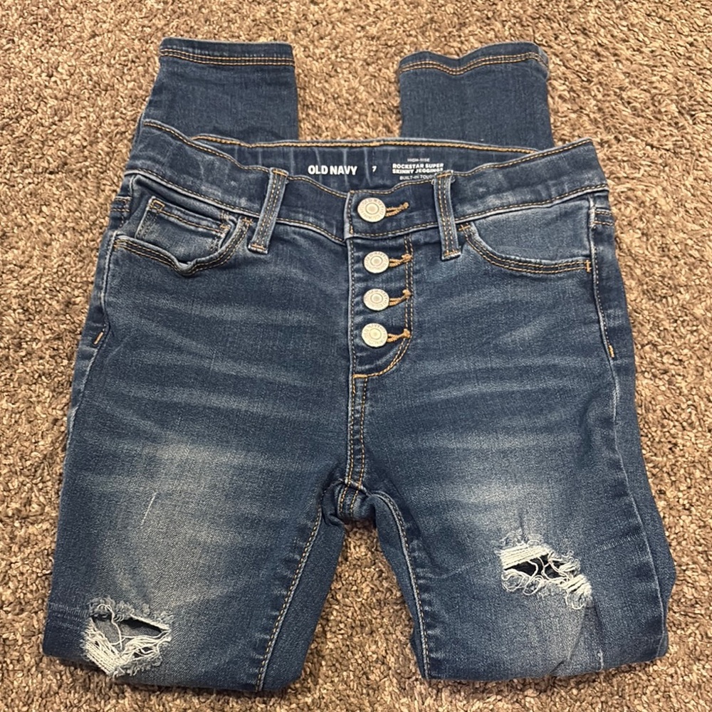 Old Navy Girls Blue Distressed Jeans
